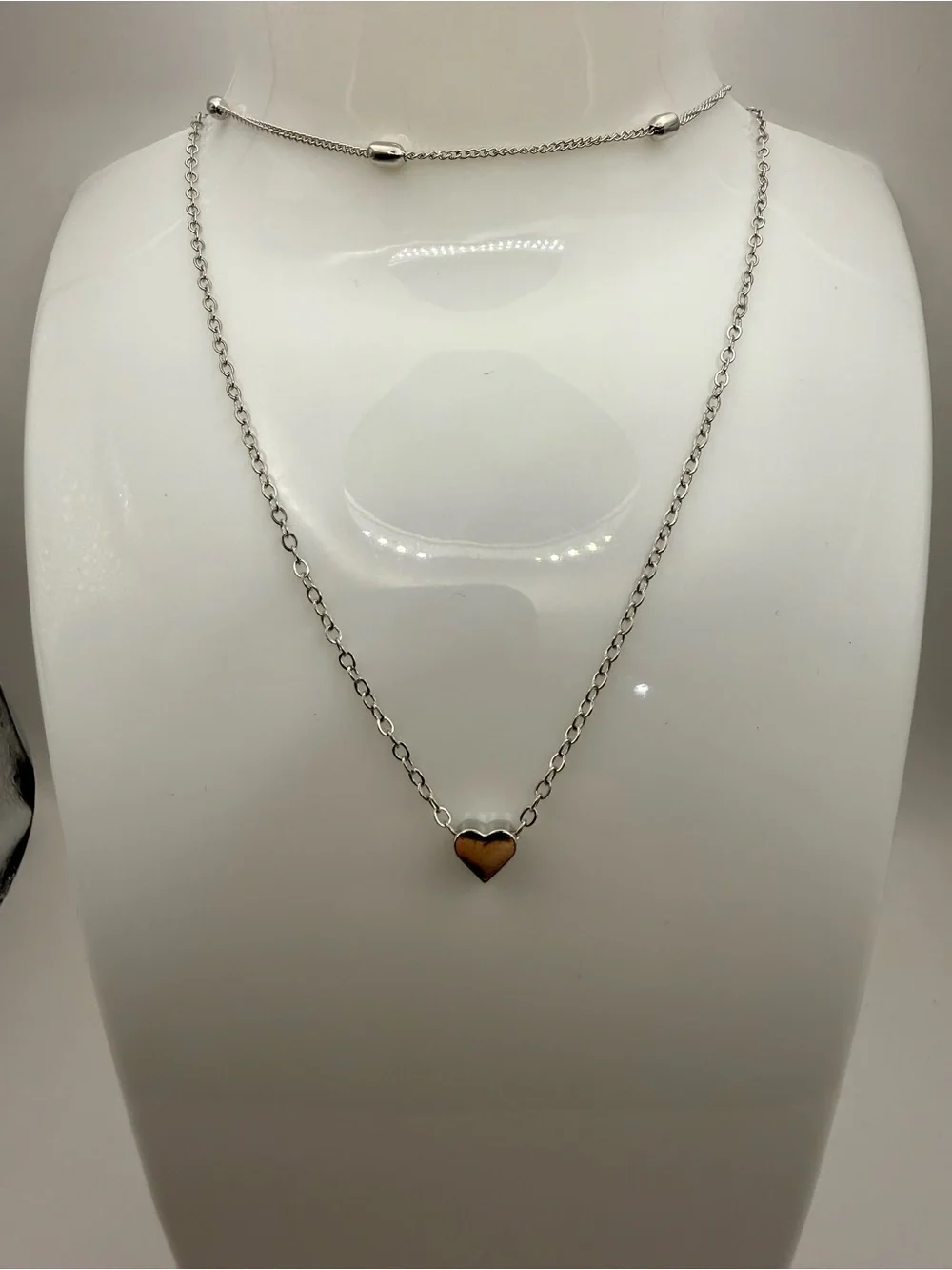 Woman's Silver -Tone Multi Layer Love Heart Charm Choker Chain Necklace